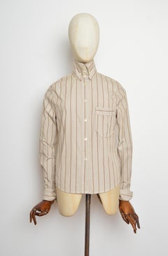 Archival 1990’s Vivienne Westwood Gold Label High Collar Beige Pinstriped Shirt