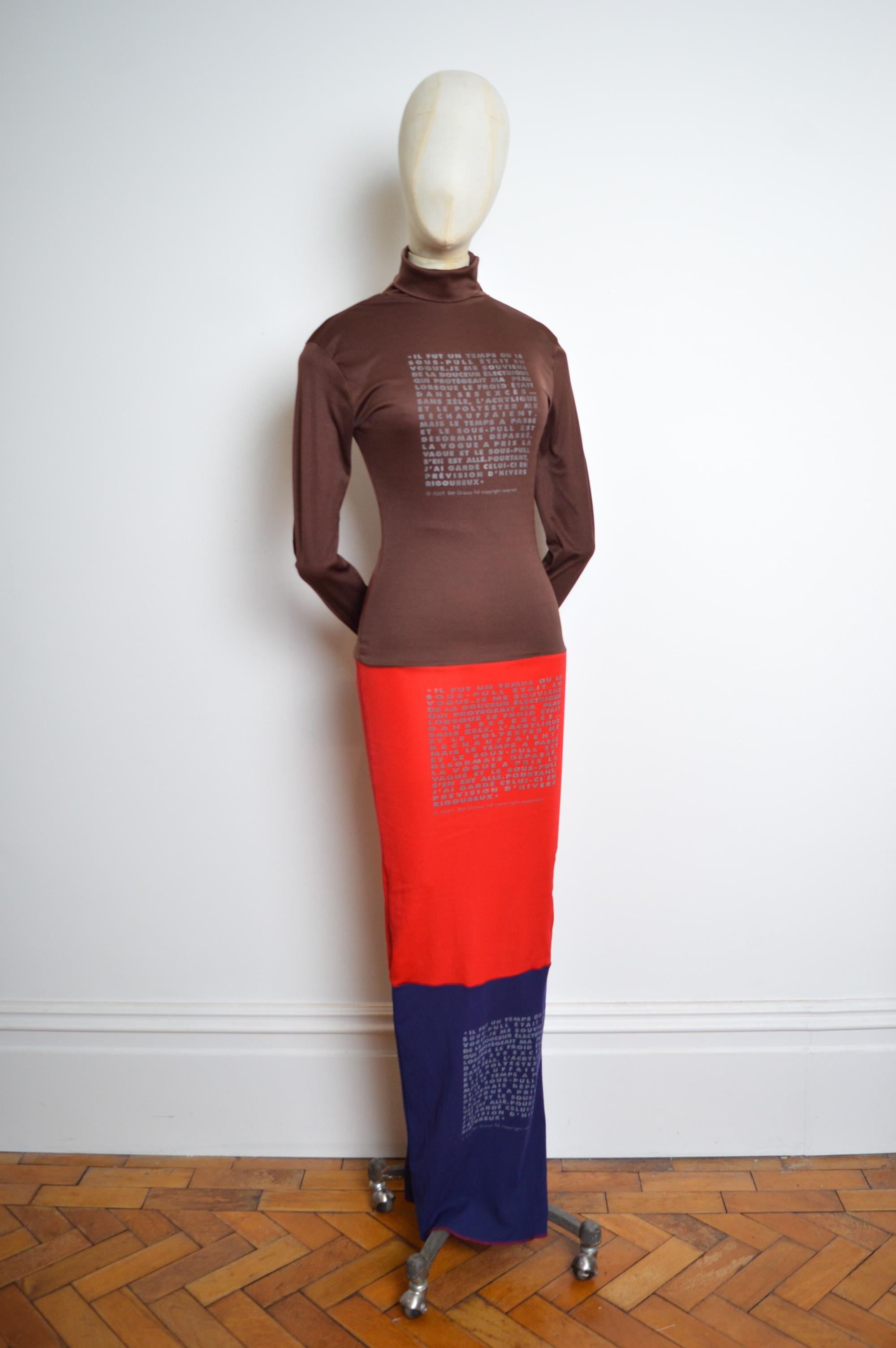 Archival 1990s Xuly Bët Recycled Polyester Avant Guard High Neck long Tec Dress In Good Condition For Sale In Sheffield, GB