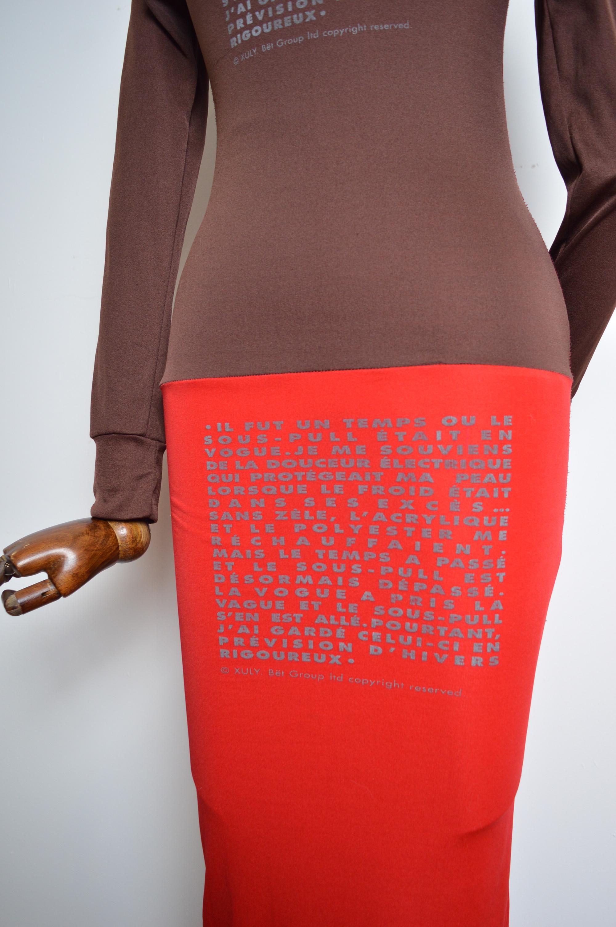 Women's Archival 1990s Xuly Bët Recycled Polyester Avant Guard High Neck long Tec Dress For Sale