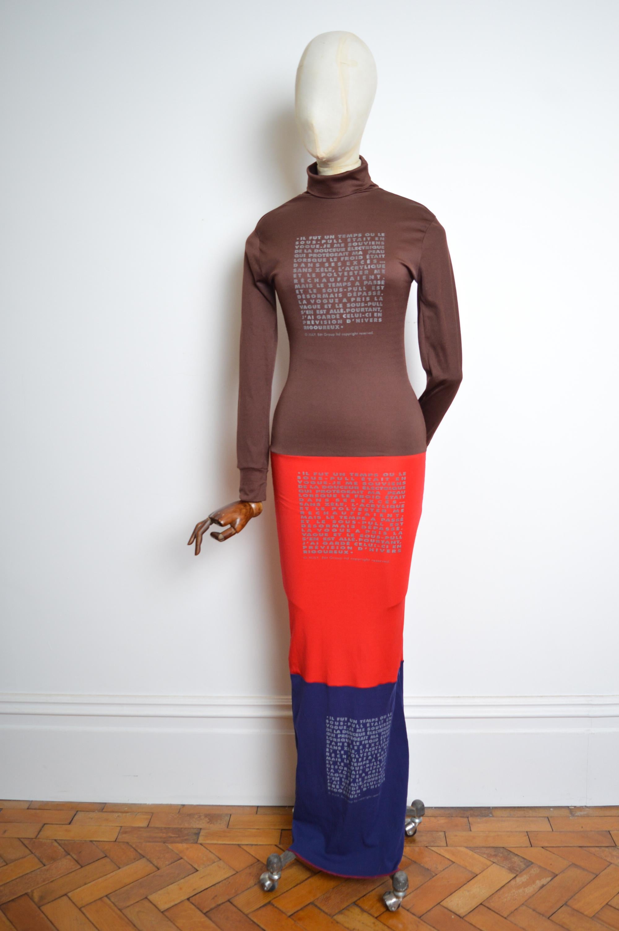 Archival 1990s Xuly Bët Recycled Polyester Avant Guard High Neck long Tec Dress For Sale 2
