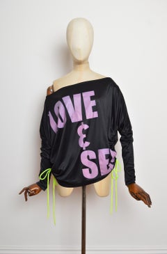 Archival 2000’s Dolce & Gabbana Love & Sex Batwing Y2K Slogan off shoulder Top