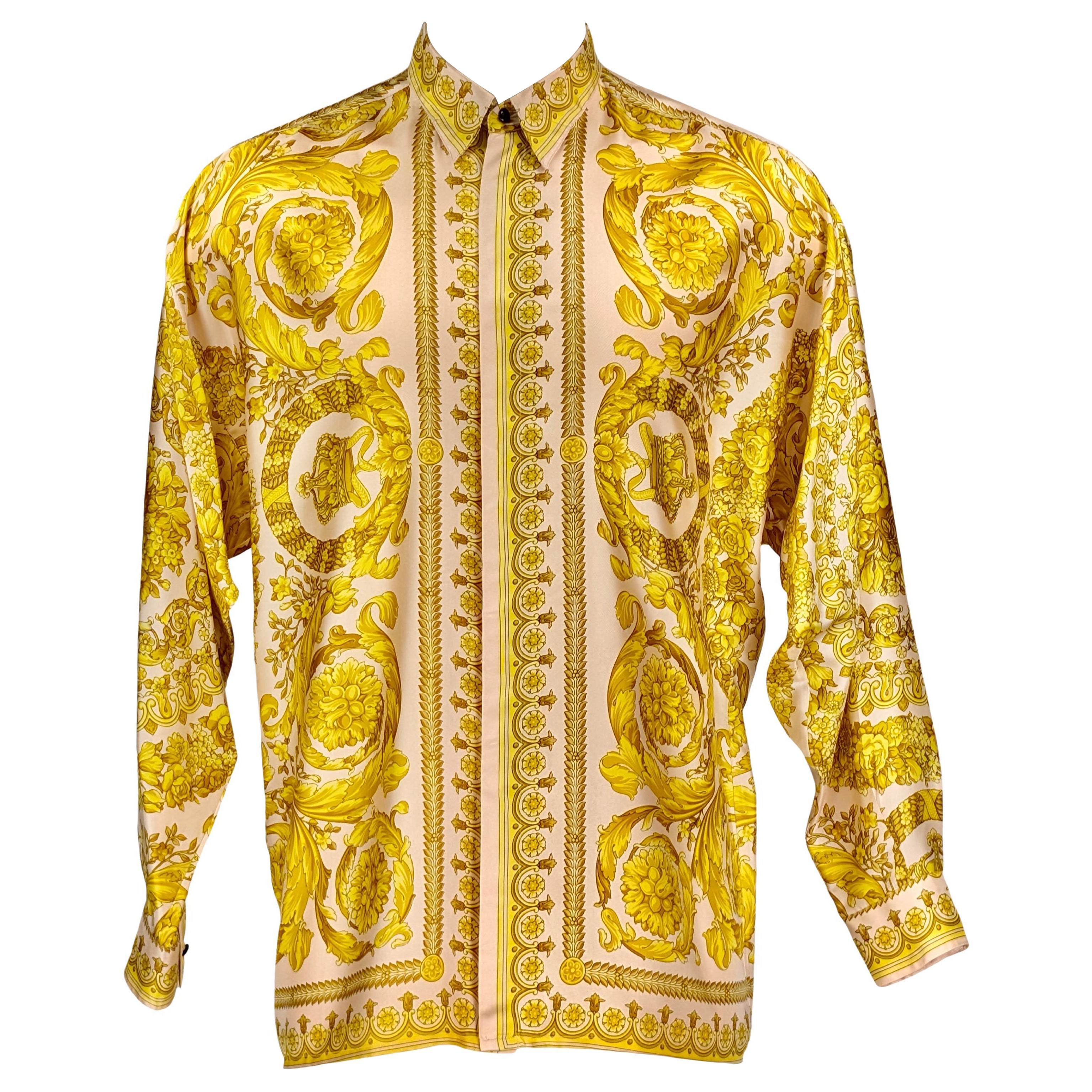 Camicia da uomo in seta "Barocco" di Gianni Versace, collezione Autunno/Inverno 1991, prima edizione d'archivio