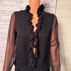 Archival Gucci Fall 2000 Tom Ford Silk Ruffle Blouse IT 42 US 6 Runway Look 9/11