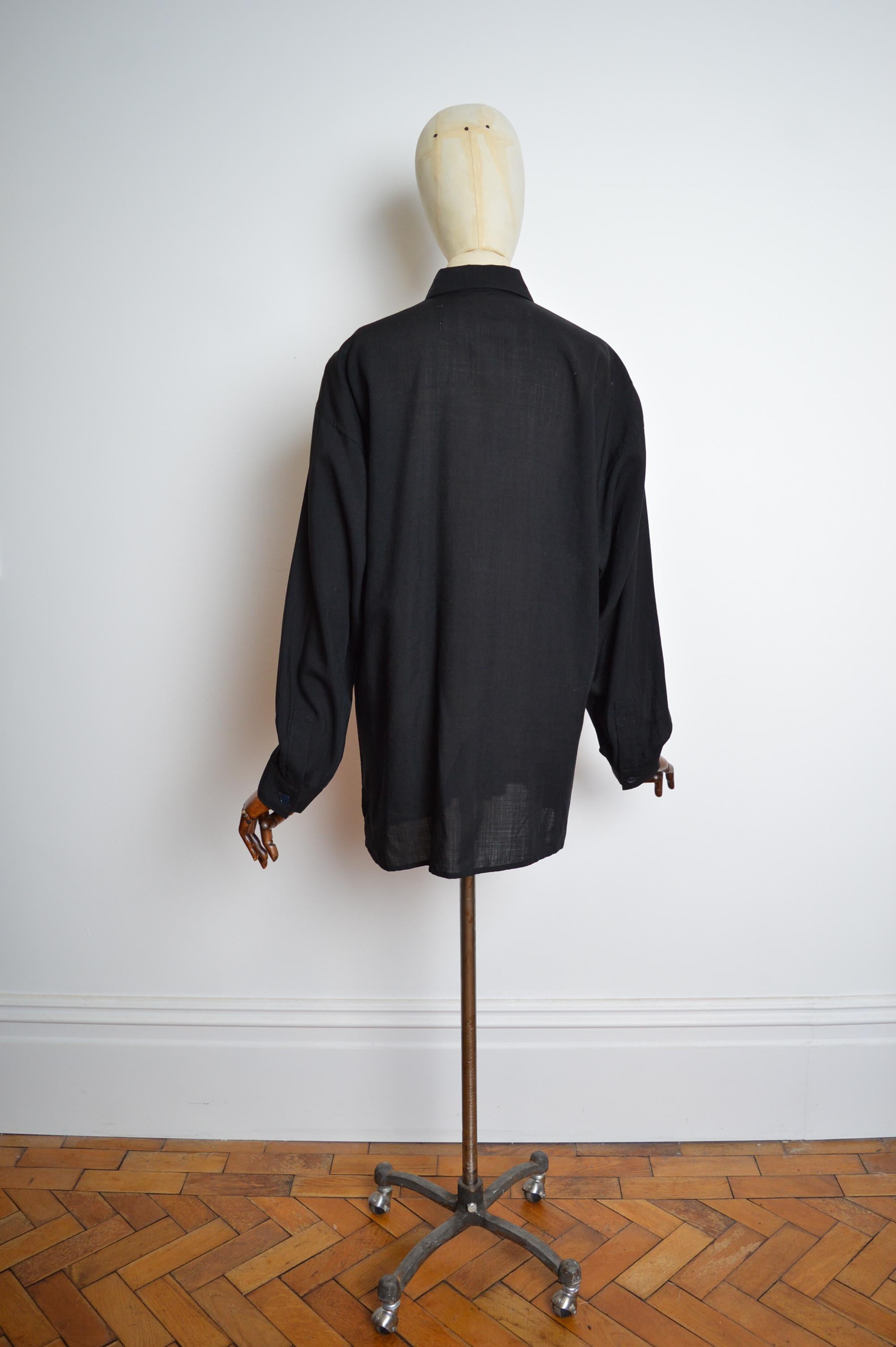 Women's or Men's Archival JEAN CHARLES DE CASTELBAJAC Ko & Co Handmade Appliqué Black linen Shirt For Sale