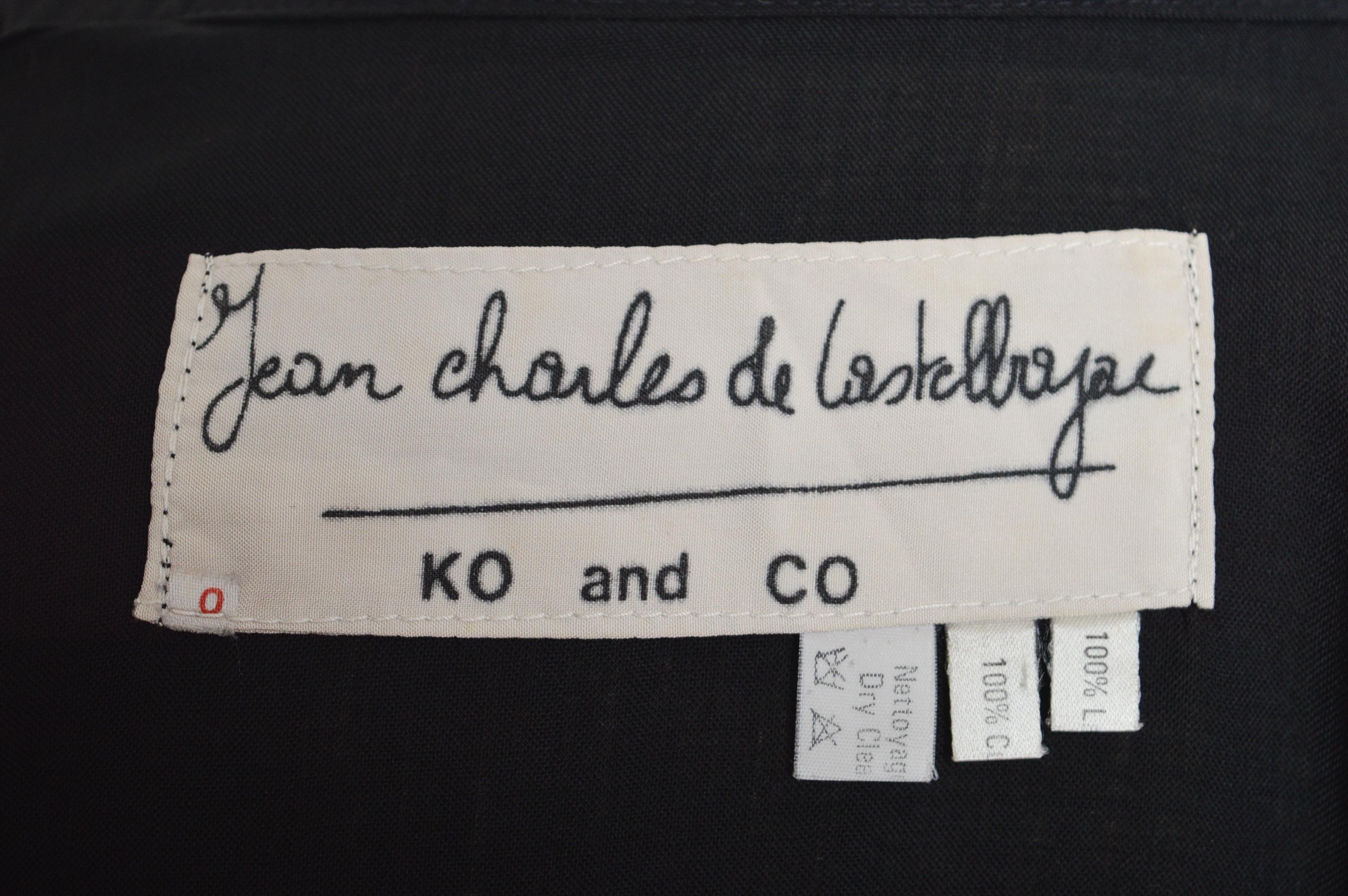 Archival JEAN CHARLES DE CASTELBAJAC Ko & Co Handmade Appliqué Black linen Shirt For Sale 2