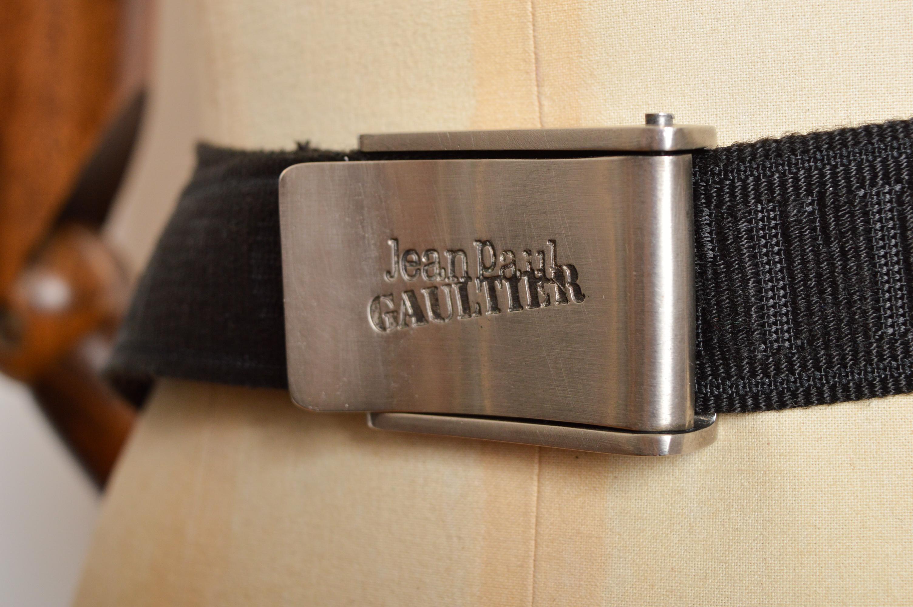 Cinturón Archival Jean Paul Gaultier Cromo y Jacquard de Lona en venta 1