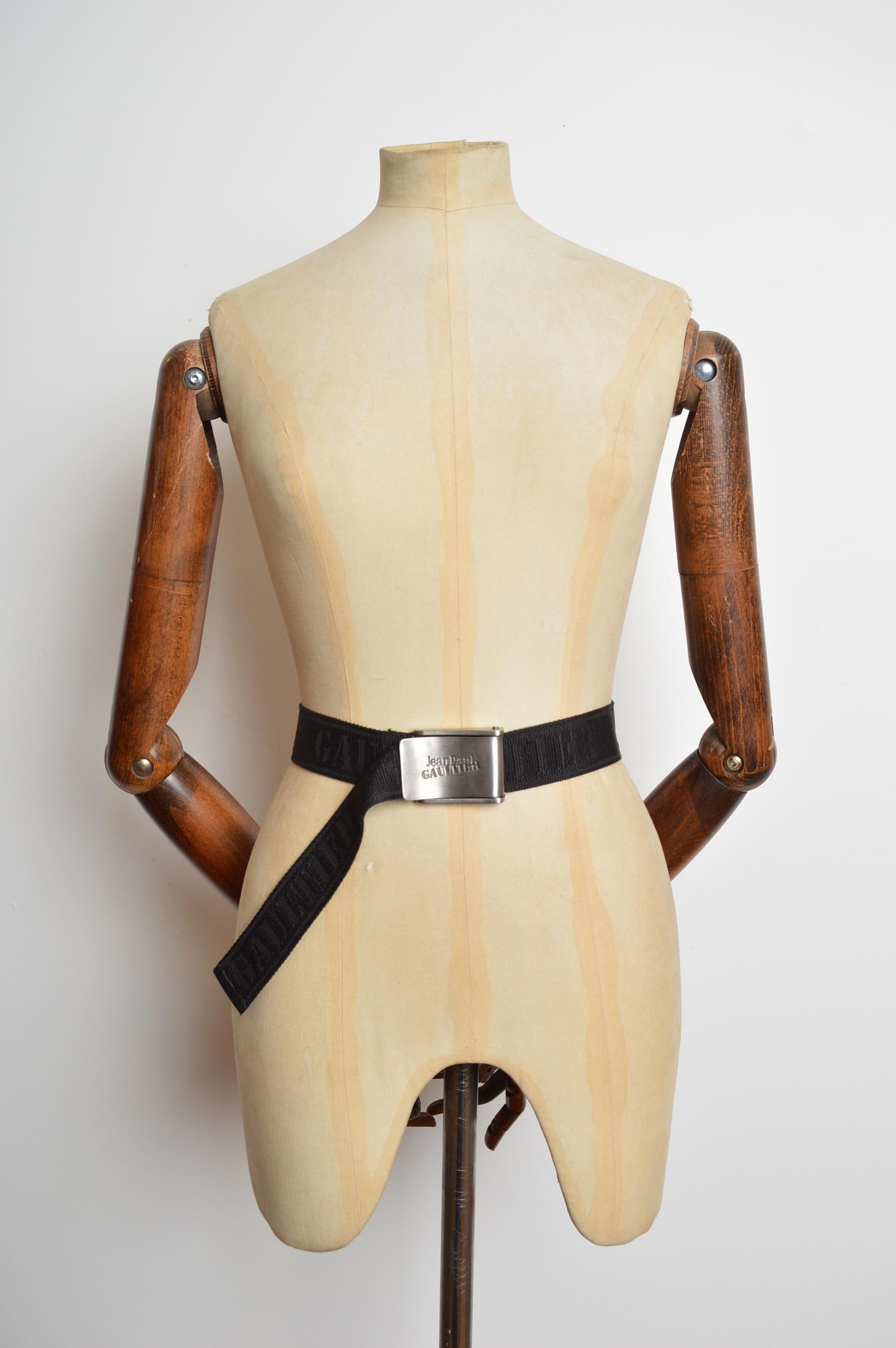 Cinturón Archival Jean Paul Gaultier Cromo y Jacquard de Lona en venta 4