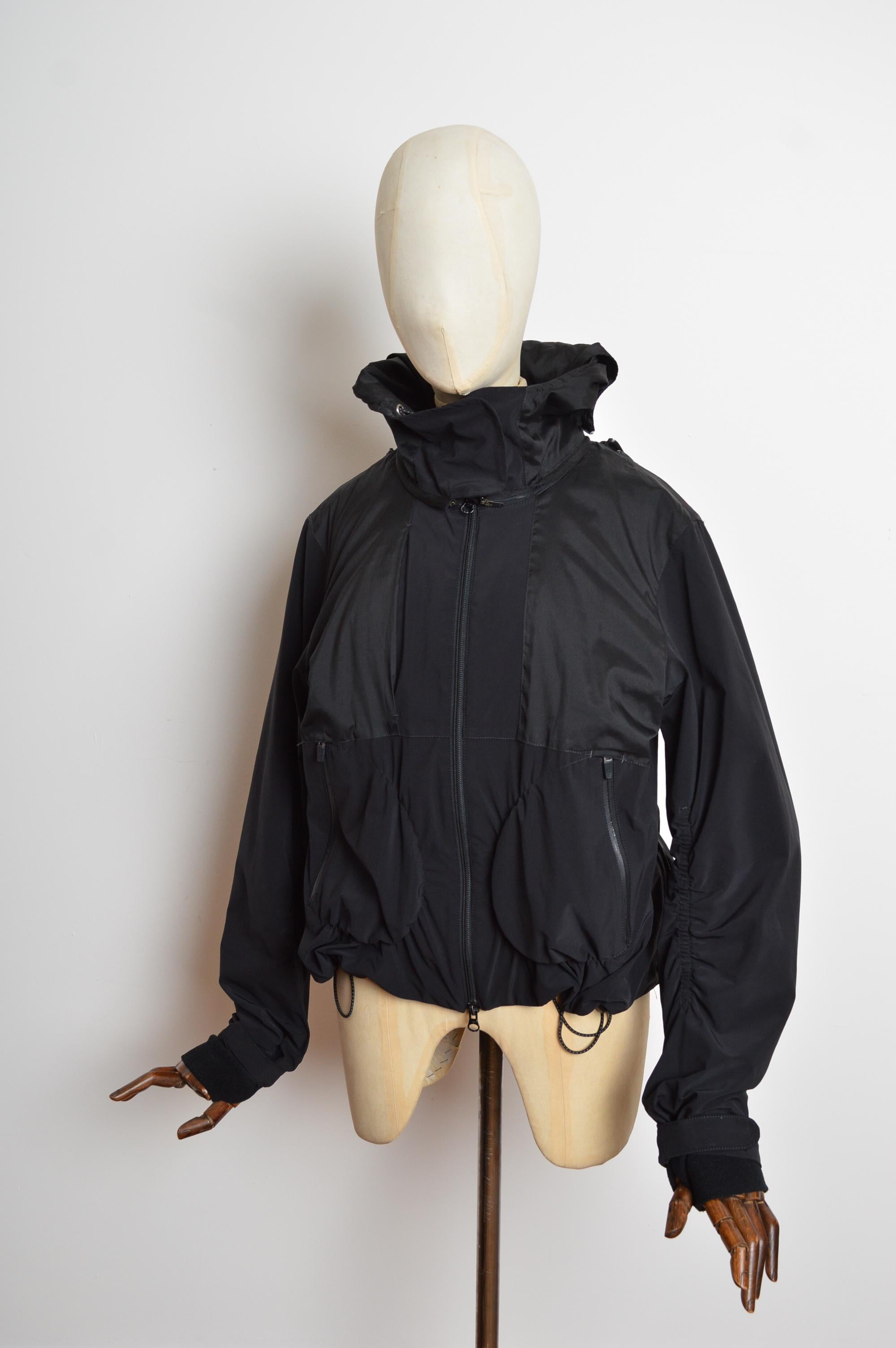 Archival Marithé François Girbaud Technical Backpack Cagoule Nylon Black Jacket Negro en venta