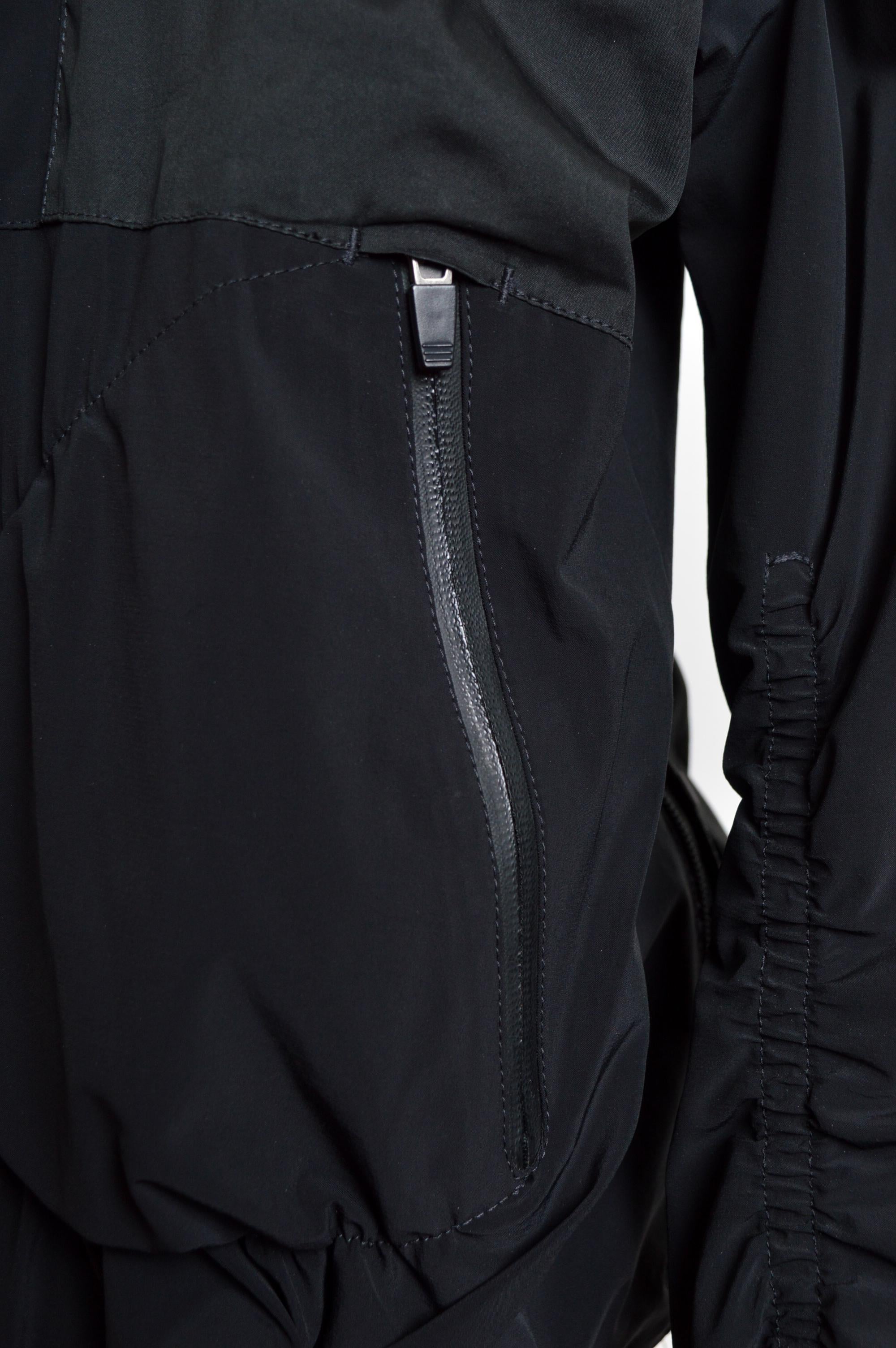 Archival Marithé François Girbaud Technical Backpack Cagoule Nylon Black Jacket en venta 2