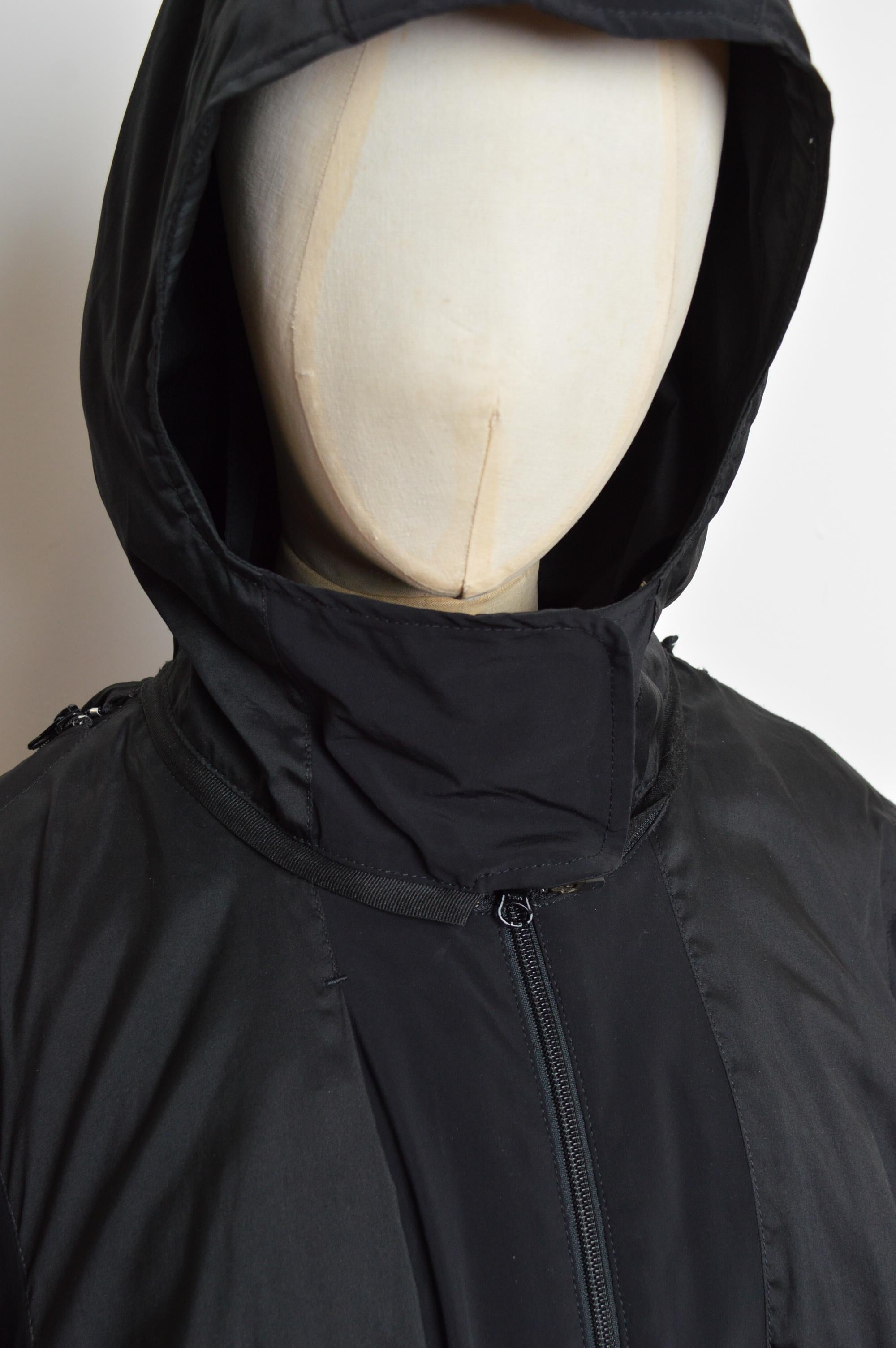 Archival Marithé François Girbaud Technical Backpack Cagoule Nylon Black Jacket en venta 3