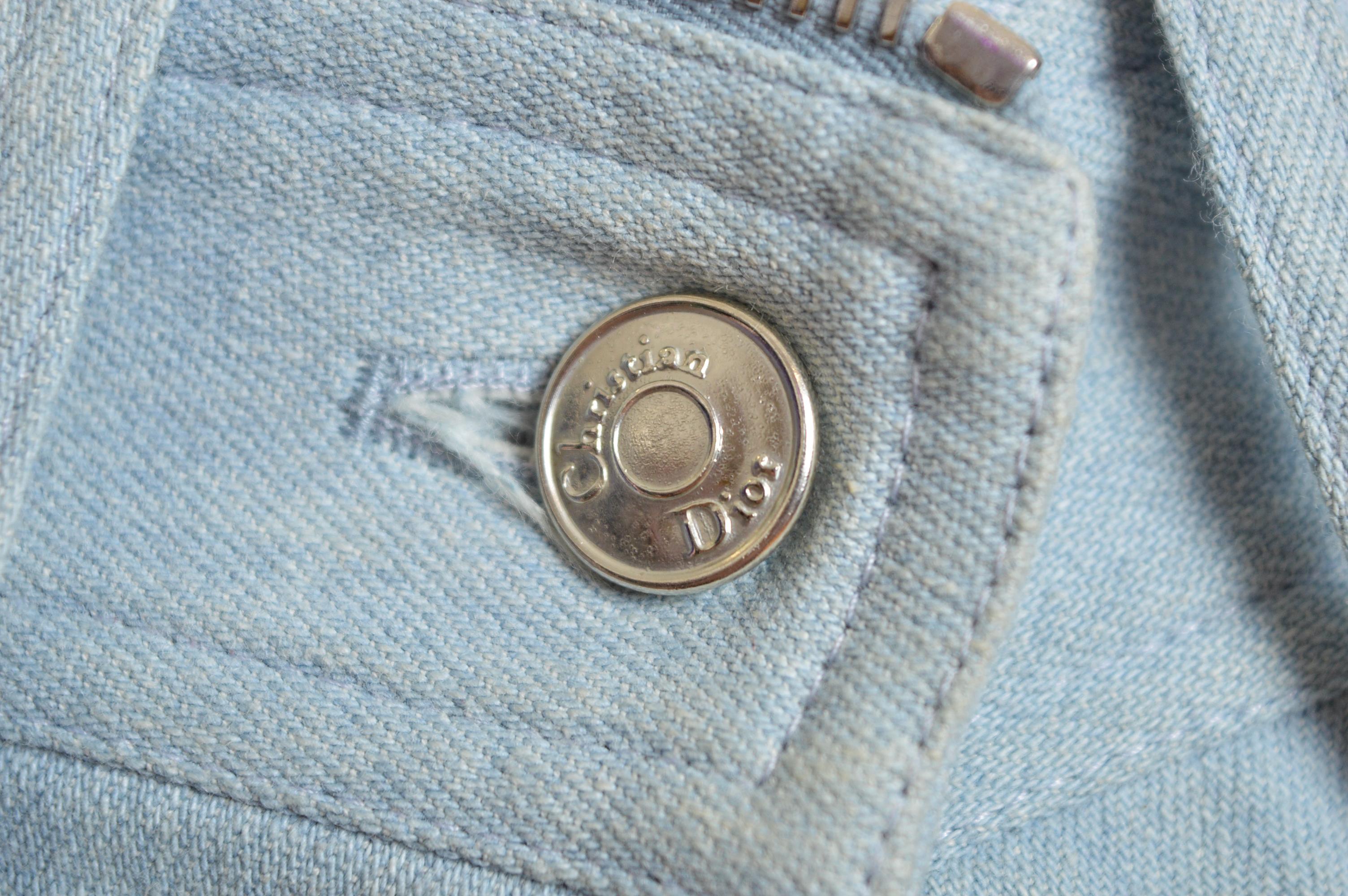 Archival S/S 2001 Christian Dior by John Galliano Micro Denim Skirt patches Belt For Sale 11