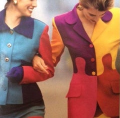 Archival Vintage Moschino 1990s 'Jigsaw Puzzle' Blazer in Colorful Virgin Wool