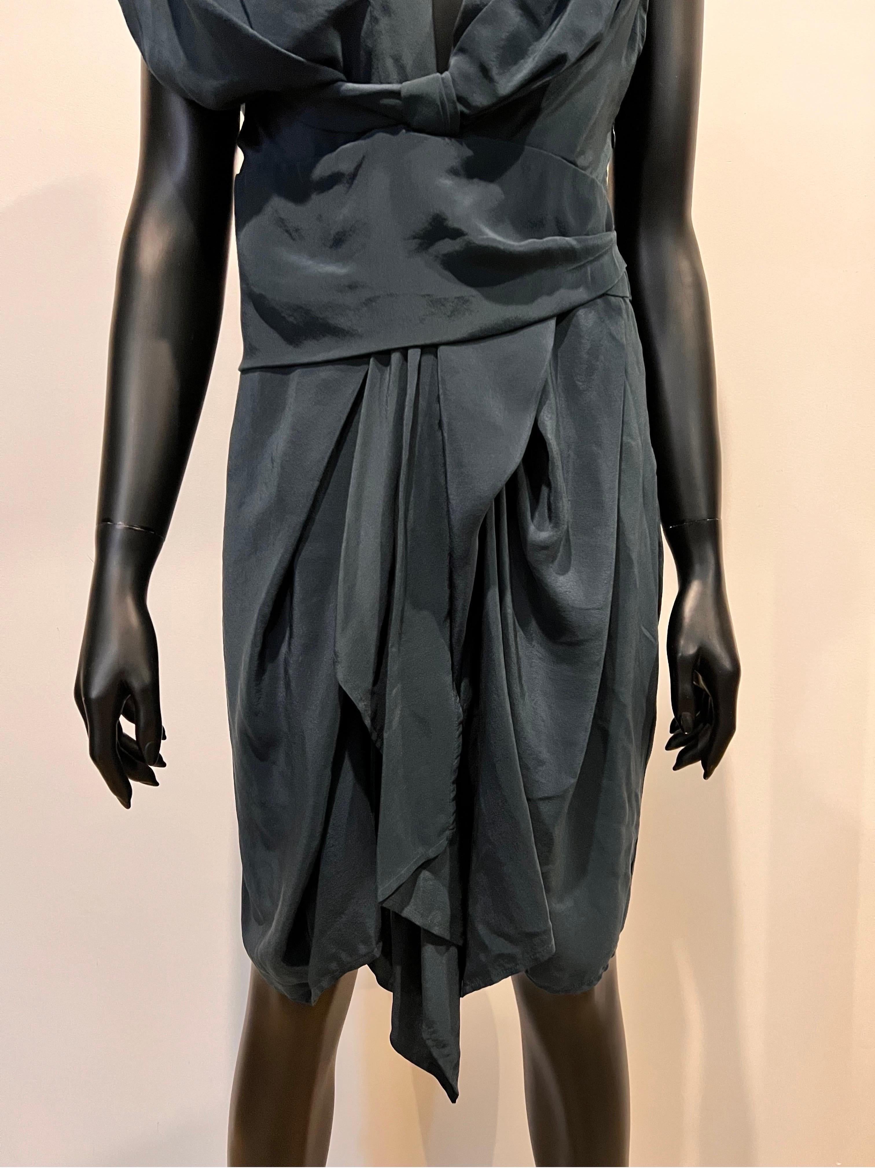 Black Archive Isabel Marant navy wool/silk asymmetrical dress