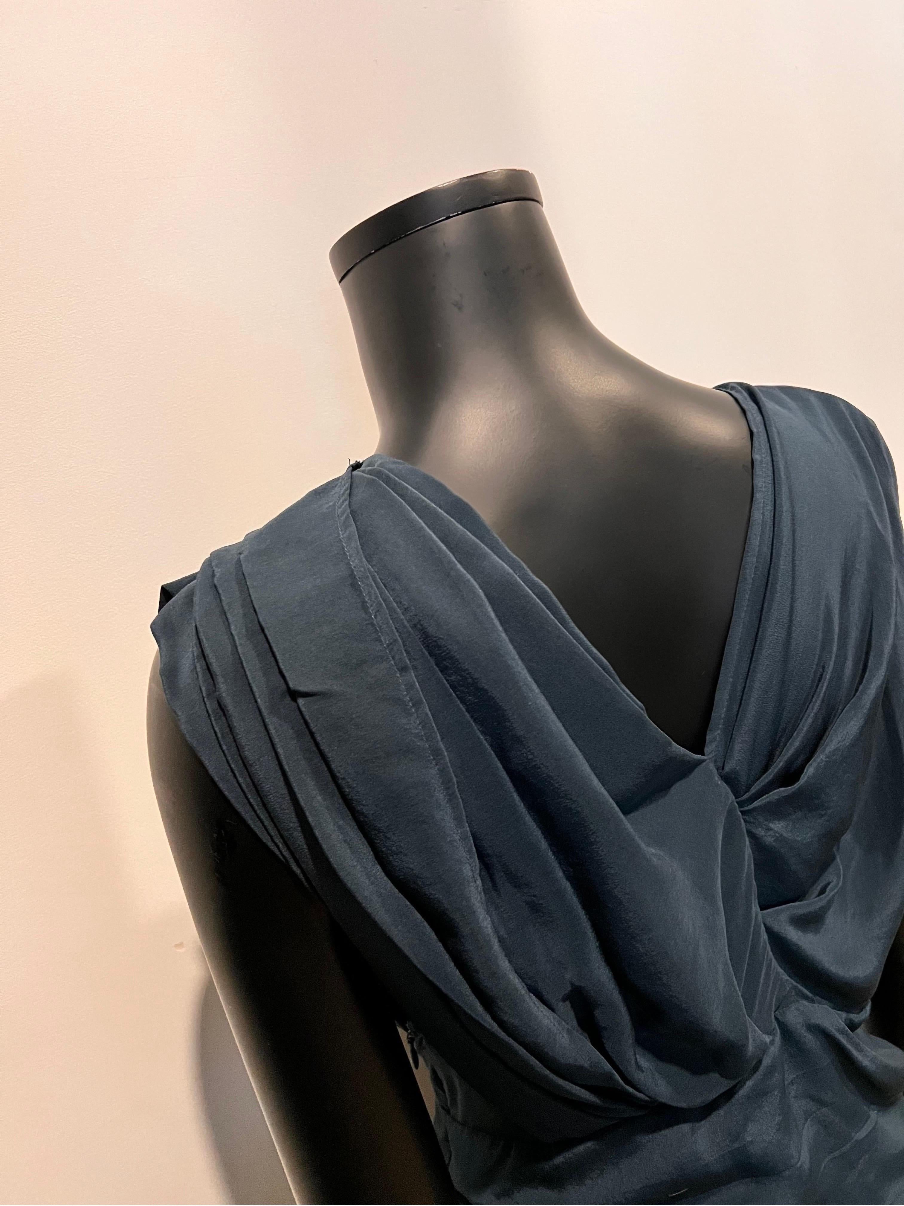 Archive Isabel Marant navy wool/silk asymmetrical dress 3
