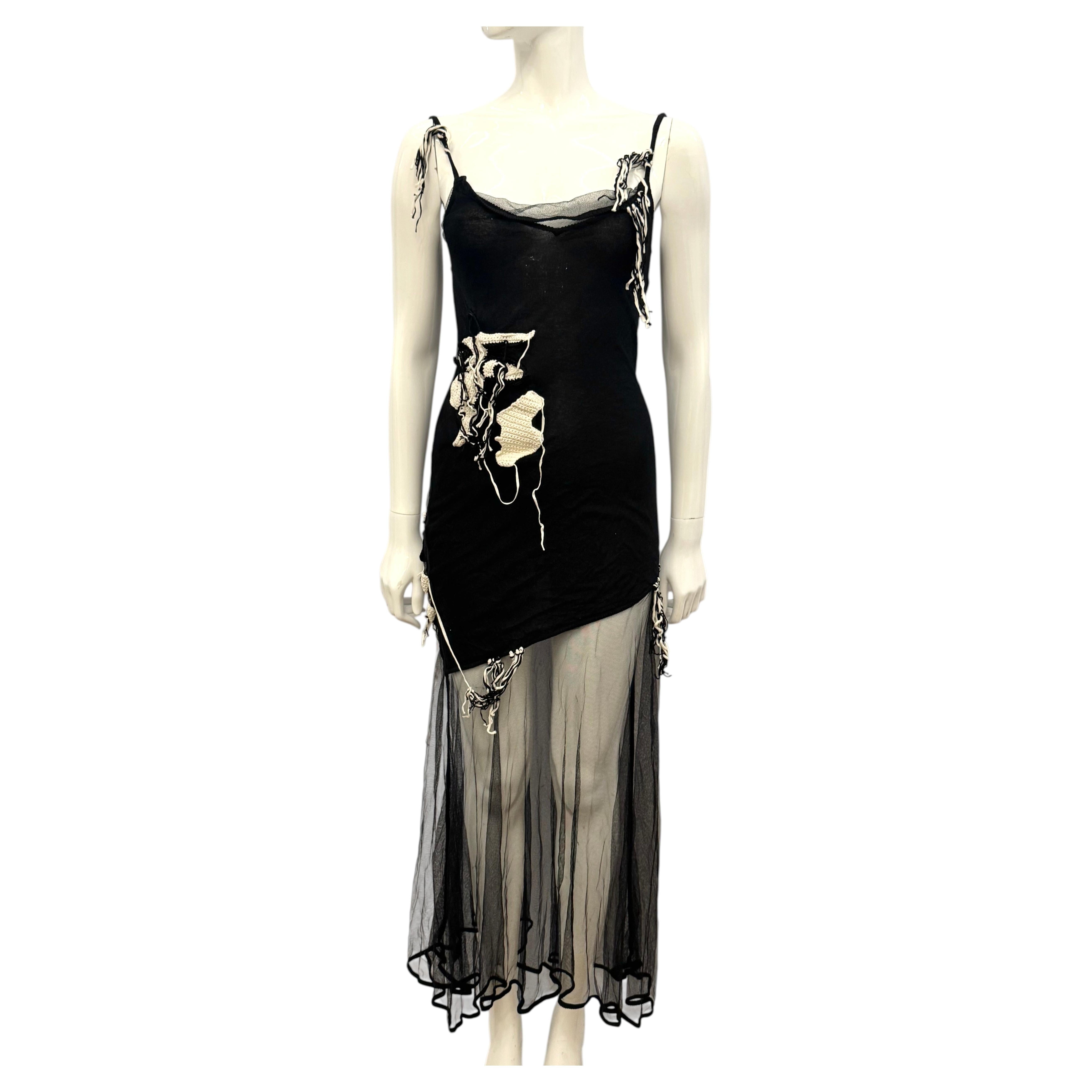 Archive John Galliano S/S 2001 Deconstructed Knit & Tulle Art Dress
