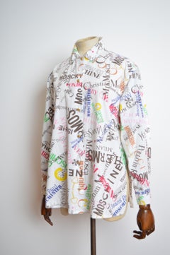Archive MOSCHINO 1990er Slogan all over Fun Loud Hemd mit buntem Brands-Druck