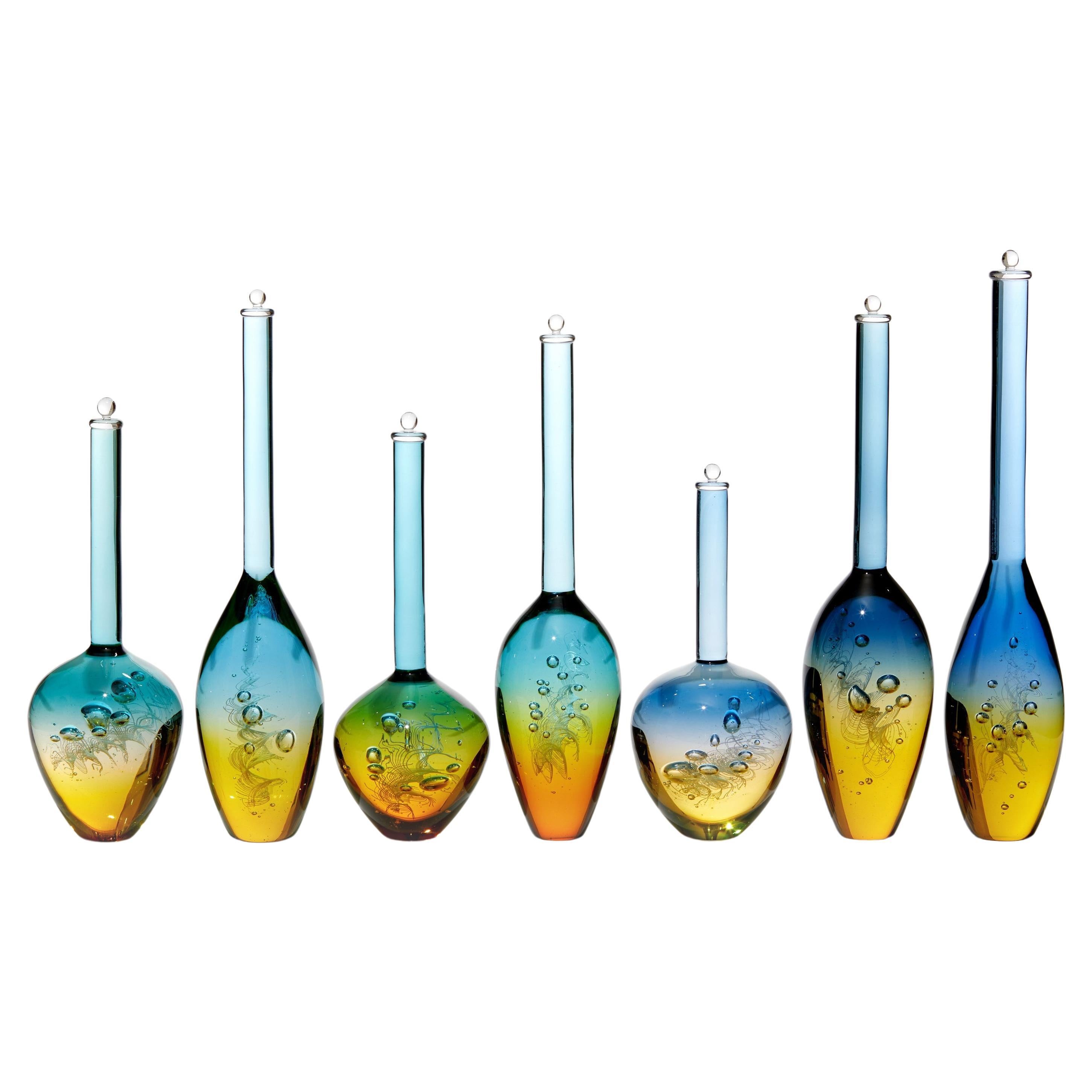 Archive of DNA: Allel 1 D7S820a, a gold & aqua glass artwork by Louis Thompson