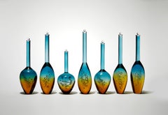 Archive of DNA: D7S820 Allel 1 an amber & aqua glass artwork by Louis Thompson