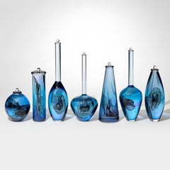Archive of Unknown Dark Materials, a blue glass installation by Louis Thompson