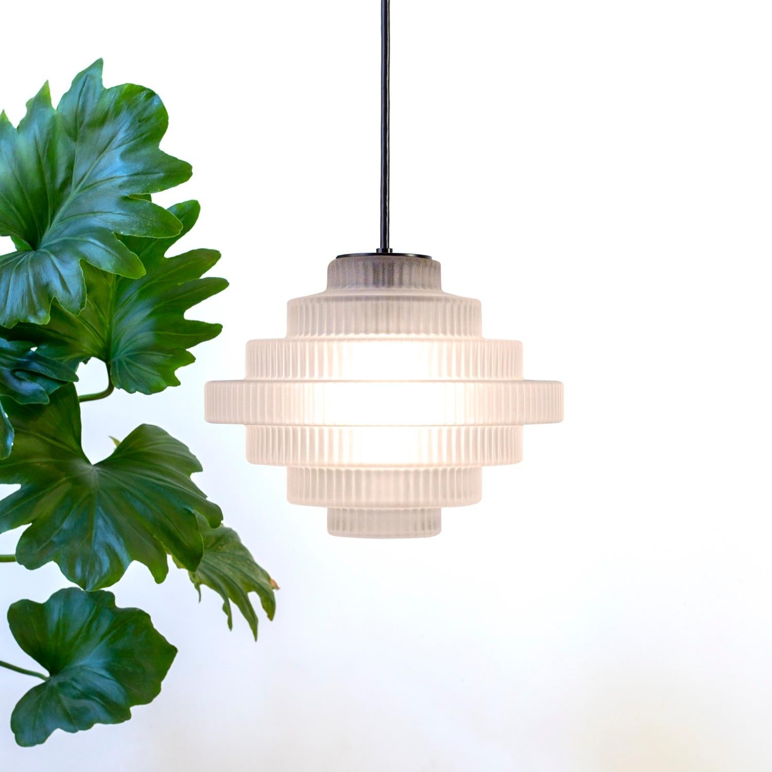 Sandblasted Archive Pendant Light by Souda, Frosted Glass, Made to Order For Sale