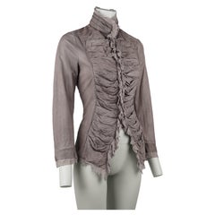 Archive Roberto Cavalli Veste en cuir et soie froncée, Italie, fin des années 2000 IT44