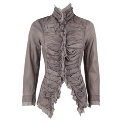 Archive Roberto Cavalli Veste en cuir et soie froncée, Italie, fin des années 2000 IT44