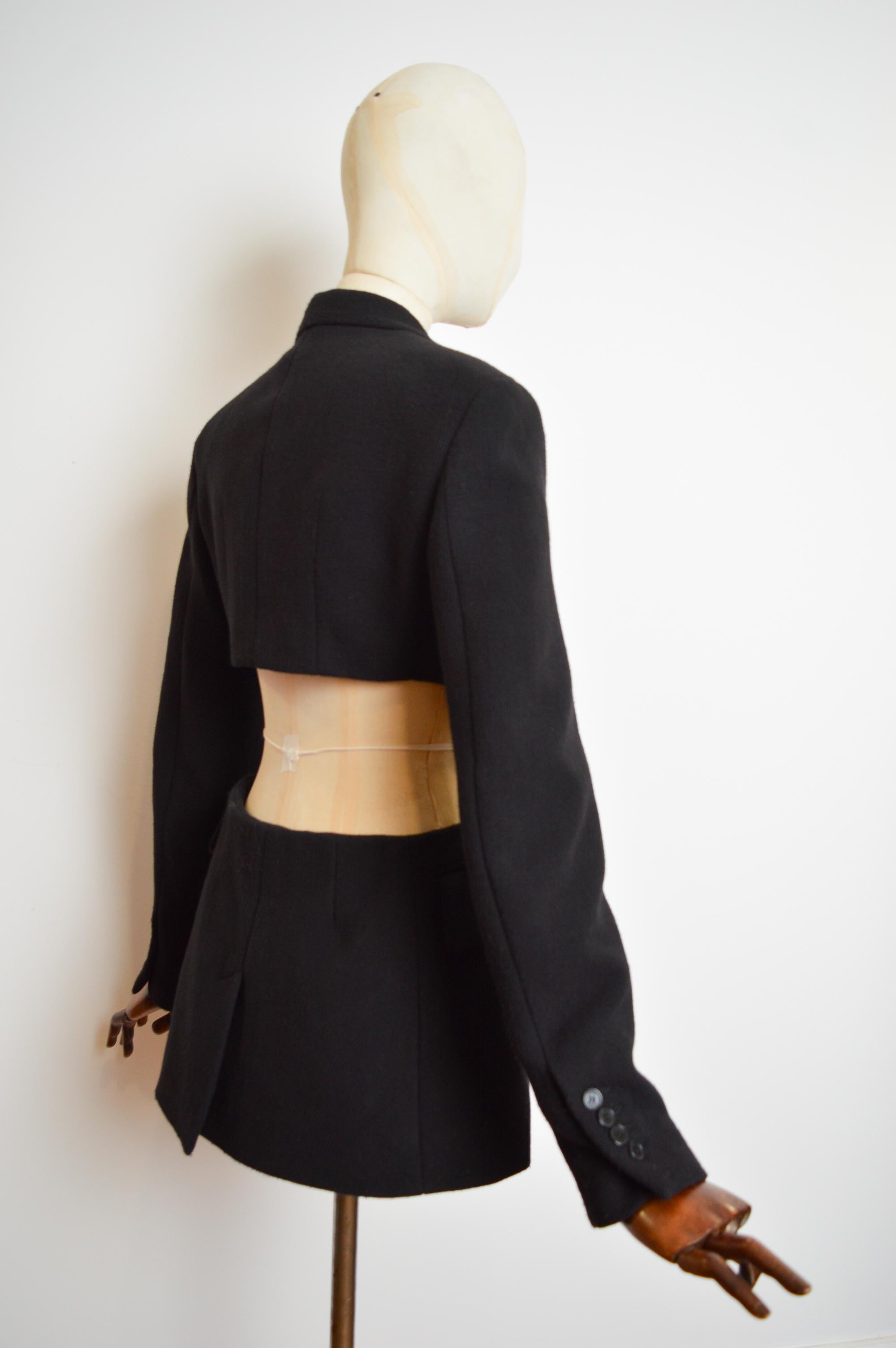 Archive SONIA RYKIEL Runway Sample Black Double breast Blazer Cut Out Jacket For Sale 6