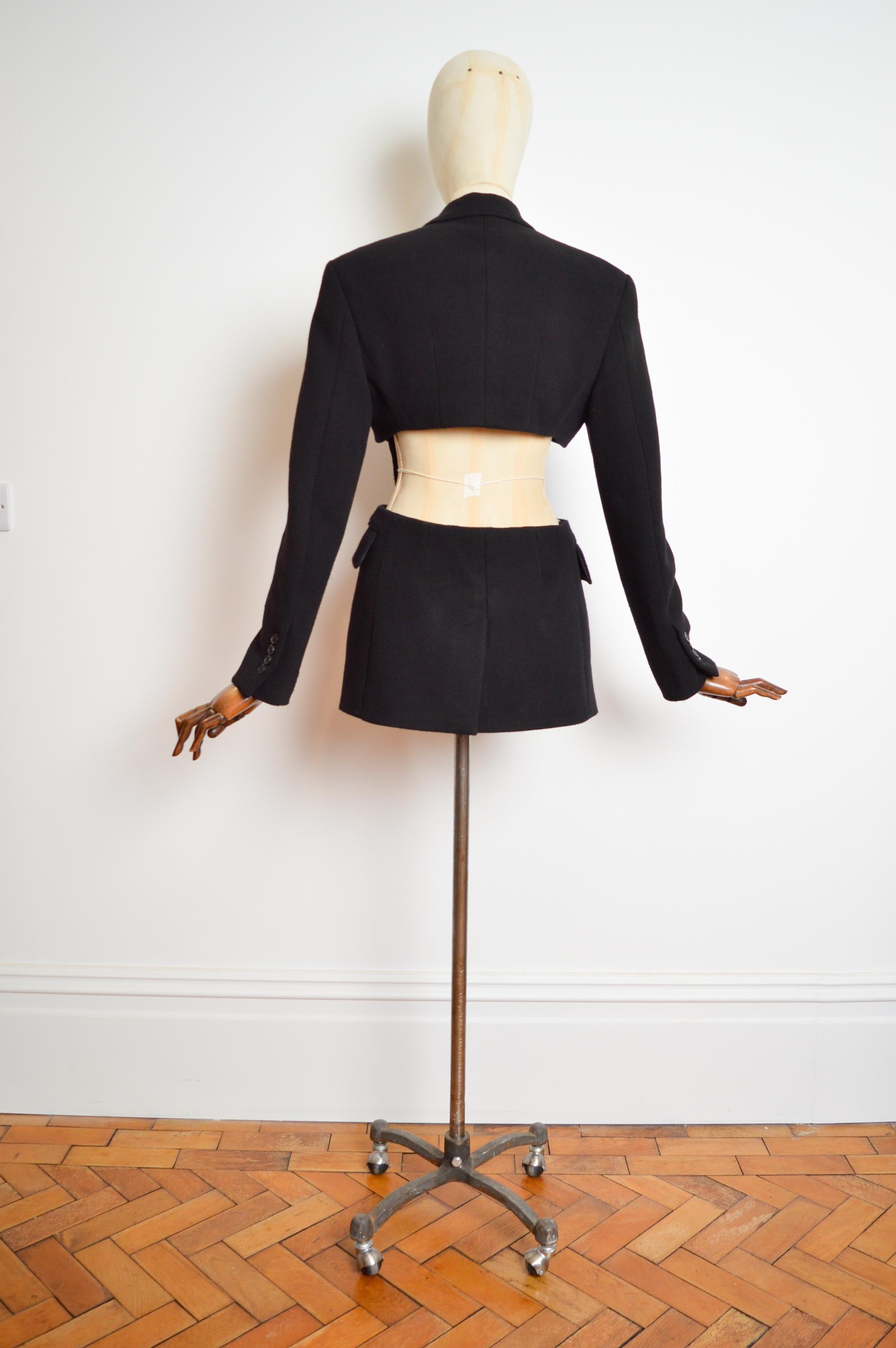 Archive SONIA RYKIEL Runway Sample Black Double breast Blazer Cut Out Jacket For Sale 9