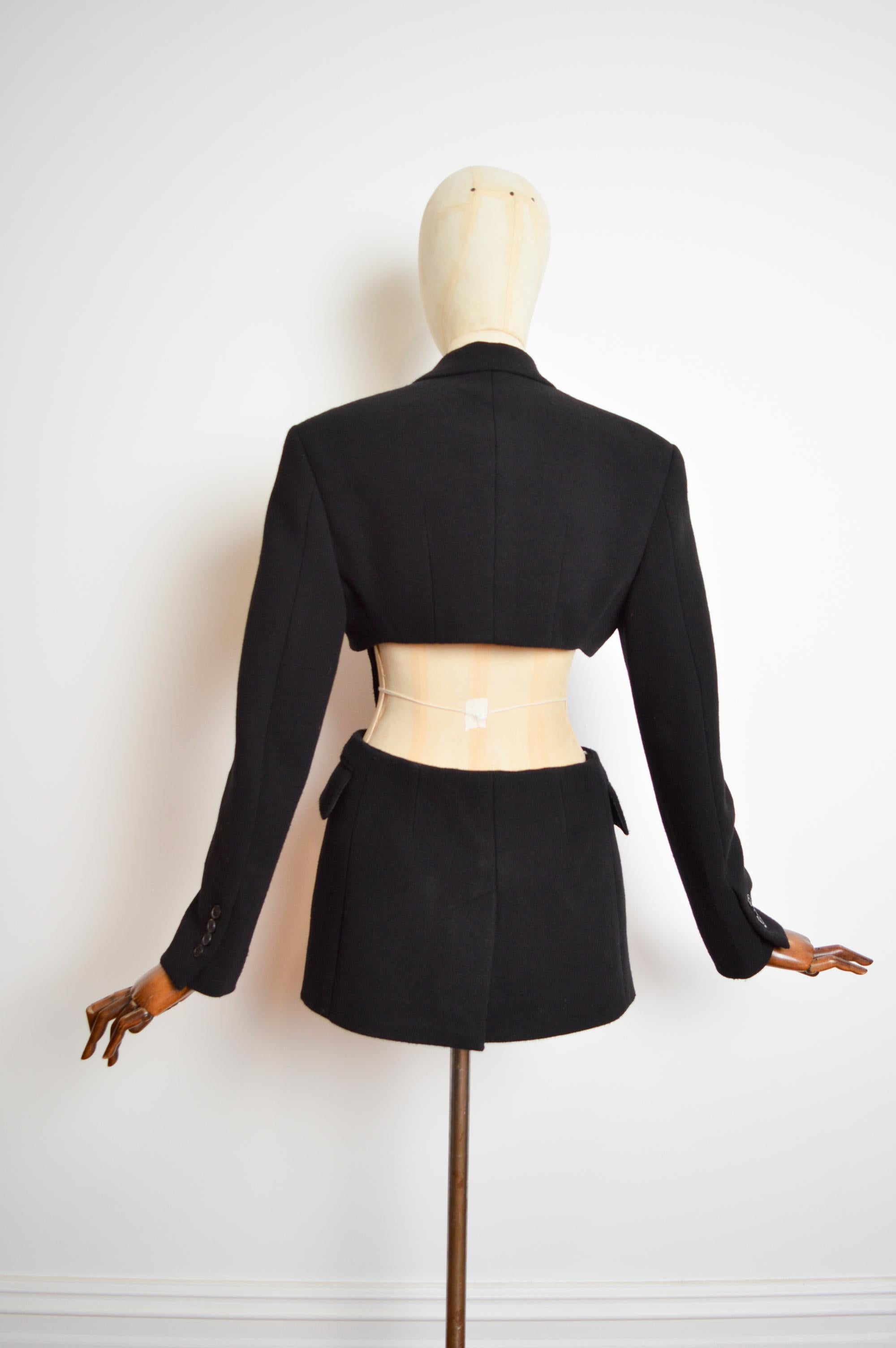 Women's Archive SONIA RYKIEL Runway Sample Black Double breast Blazer Cut Out Jacket For Sale