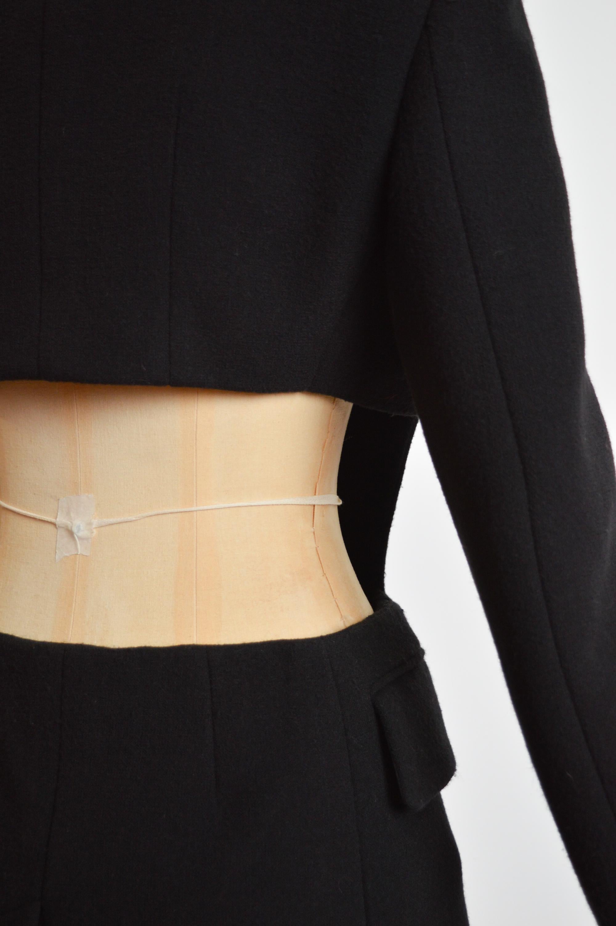 Archive SONIA RYKIEL Runway Sample Black Double breast Blazer Cut Out Jacket For Sale 3