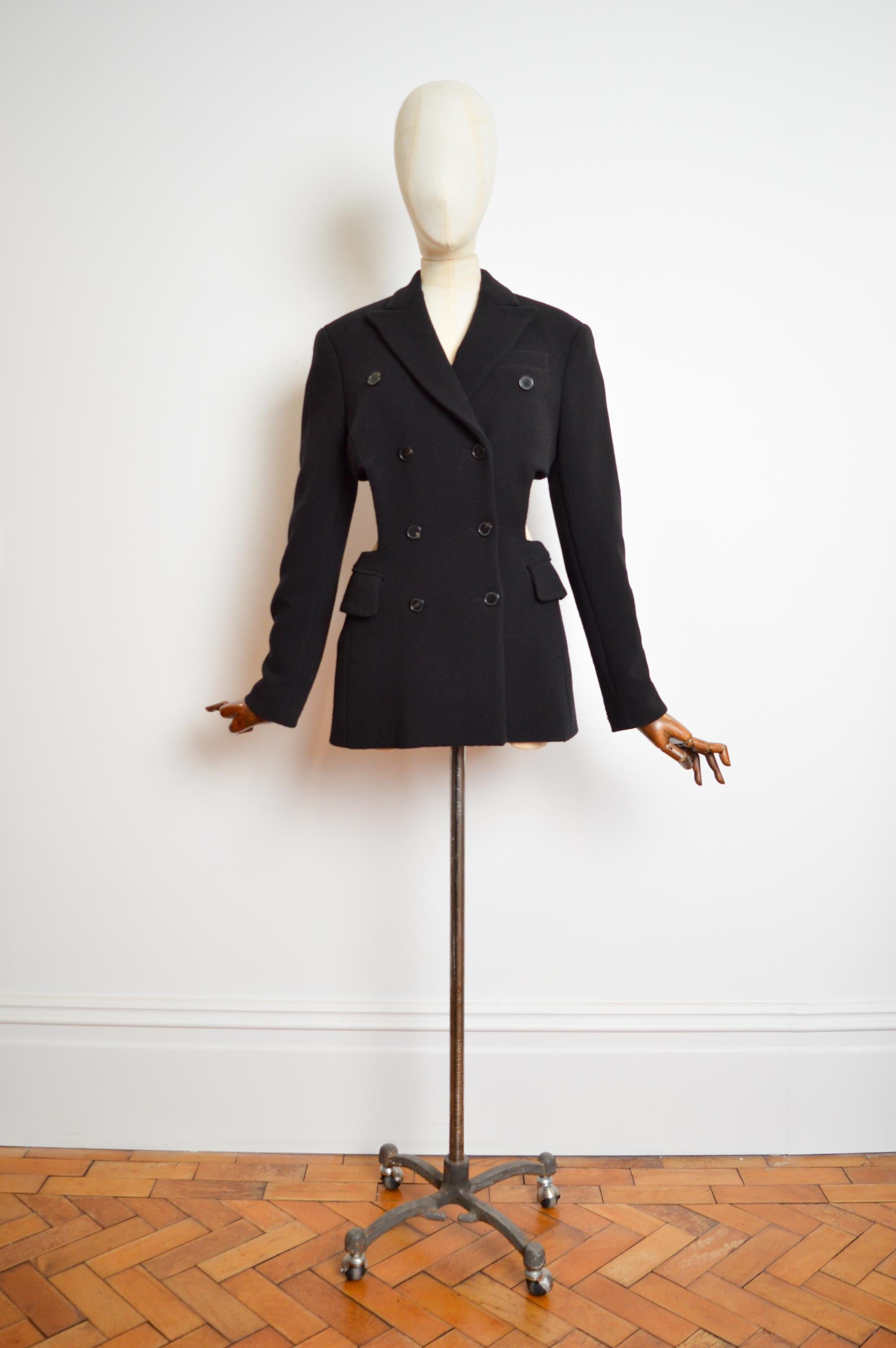 Archive SONIA RYKIEL Runway Sample Black Double breast Blazer Cut Out Jacket For Sale 4