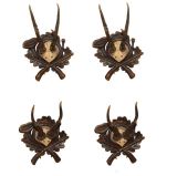 Four Mounted Sets Antlers