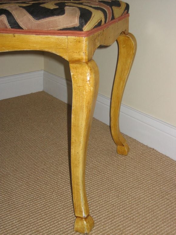Pair of 18th Century Italian Benches with African Kuba Cloth 1