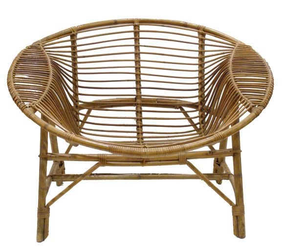 Set of Three Rattan Saucer Chairs by Abraham 1