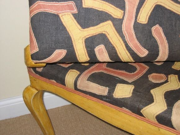 Pair of 18th Century Italian Benches with African Kuba Cloth 2