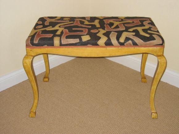 18th Century and Earlier Pair of 18th Century Italian Benches with African Kuba Cloth