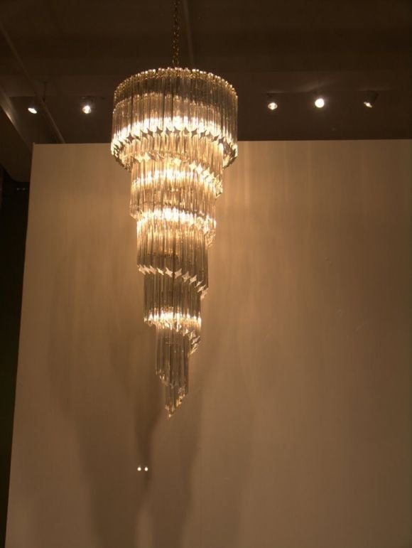 Mid-20th Century Murano Glass Spiral Chandelier For Sale