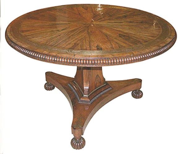 A Fine Regency  Brass-Mounted Rosewood Tilt-Top Center Table