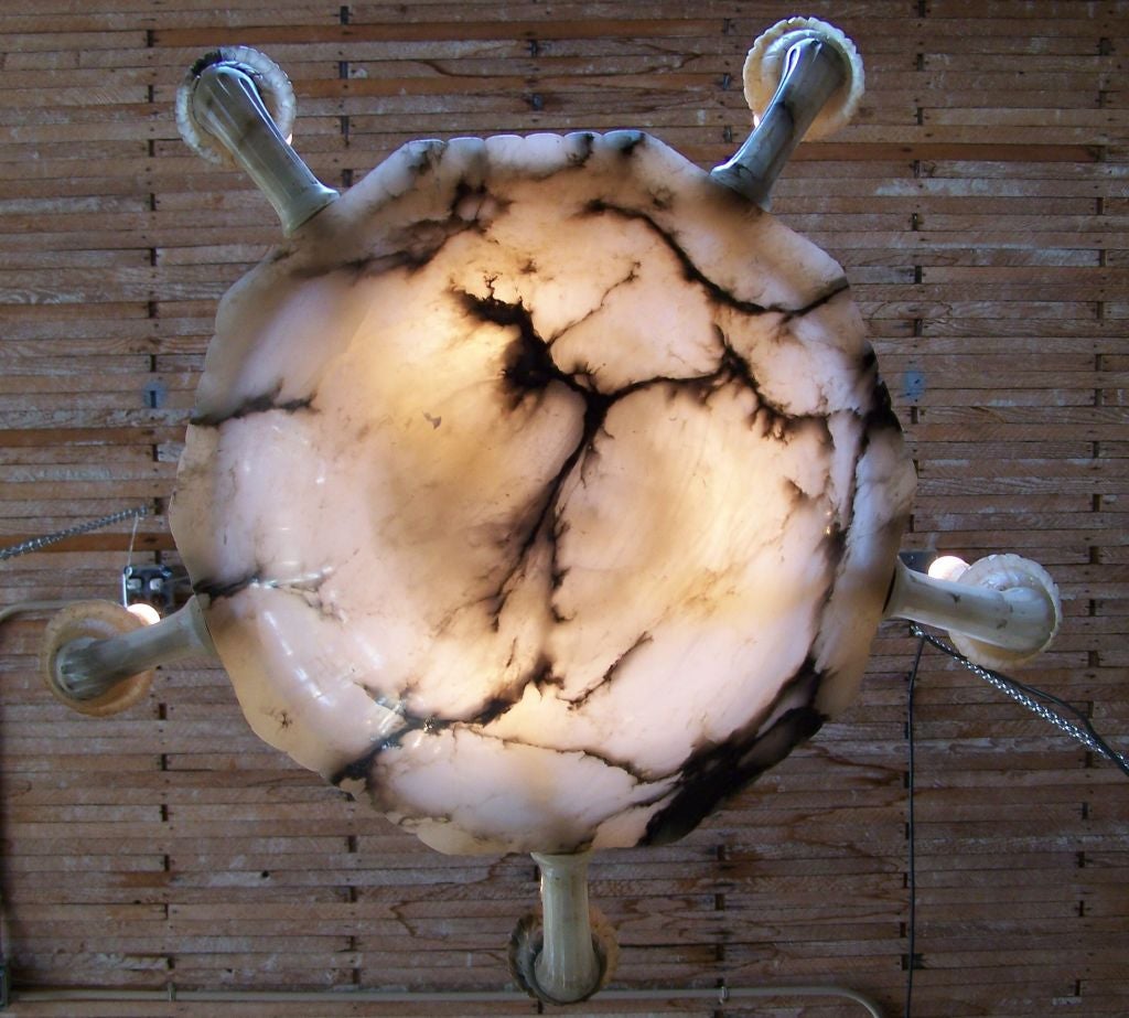 Antique Continental European Alabaster Light Fixture, Early 20th Century For Sale 2