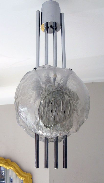 Italian chandelier by Angelo Brotto for Esperia,  glass / chrome