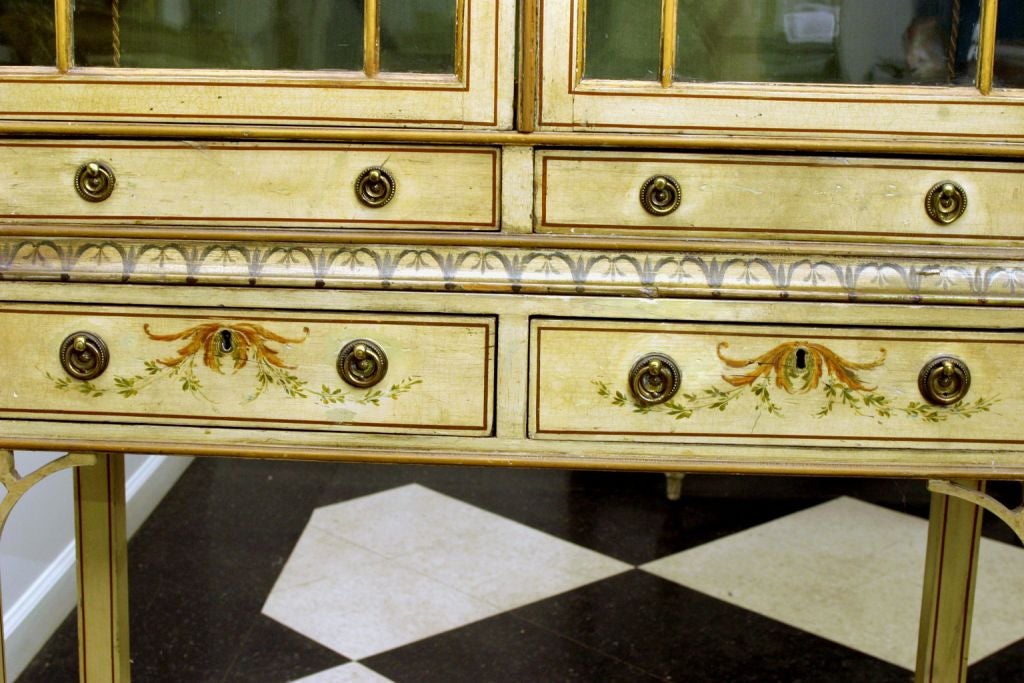A  Rare Pair of George III Diminutive Painted Cabinets on Stand 1