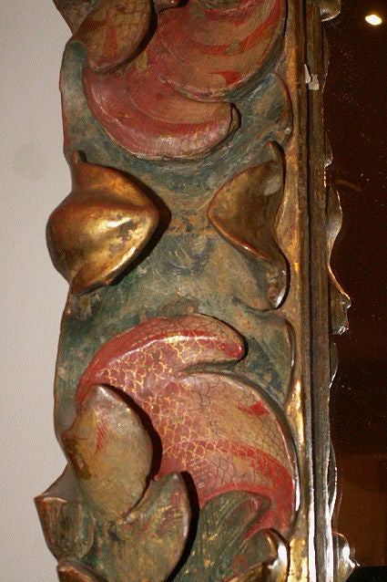 Spanish or Spanish Colonial Polychromed and Gilt Mirror