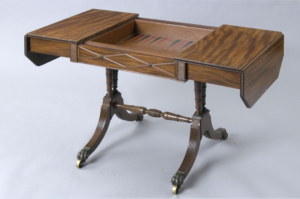 19th Century English Regency Sofa Games Table For Sale