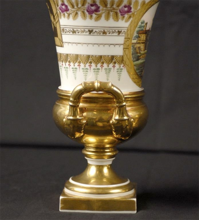 19th Century Pair of Empire Period Porcelain Campana Vases, Parisian, circa 1815 For Sale