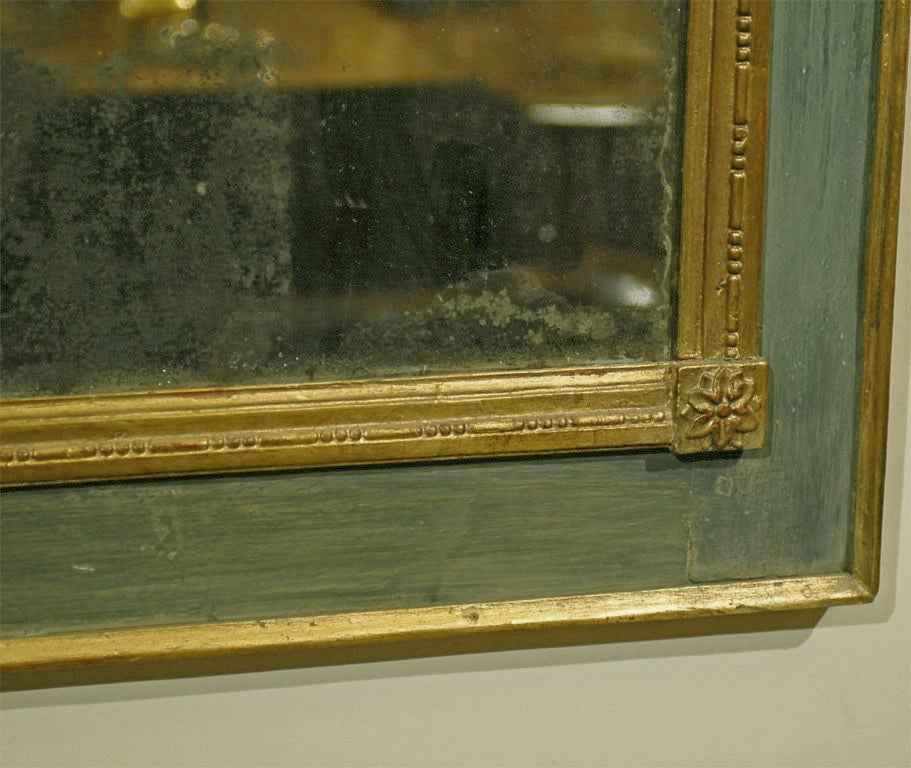 French Louis XVI Period Parcel-Gilt and Painted Trumeau Mirror, circa 1780