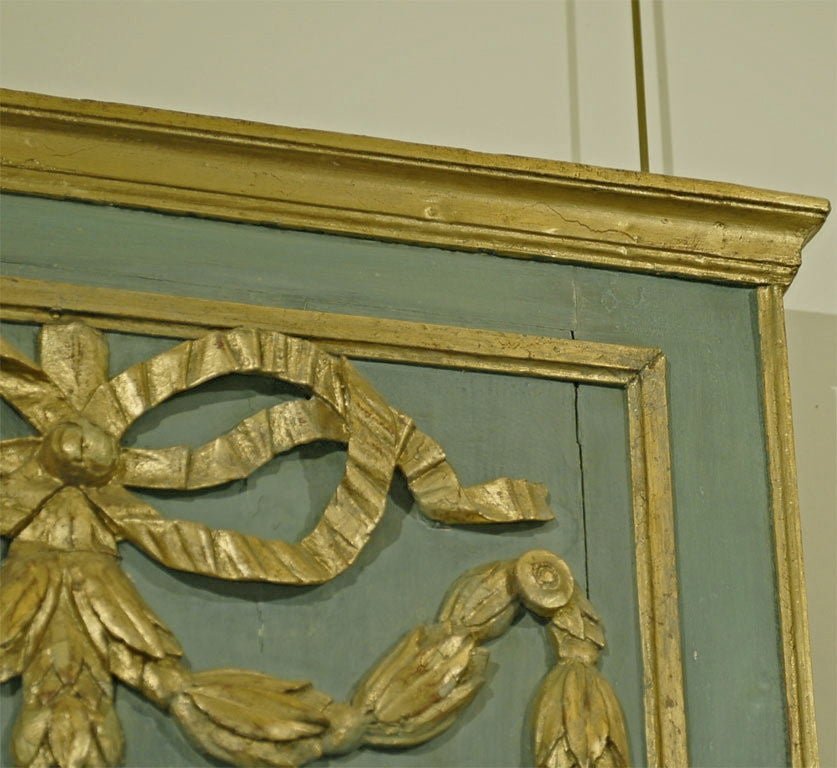 18th Century Louis XVI Period Parcel-Gilt and Painted Trumeau Mirror, circa 1780