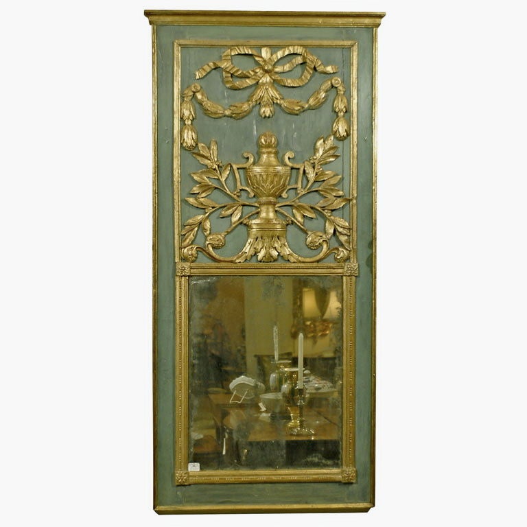 Louis XVI Period Parcel-Gilt and Painted Trumeau Mirror, circa 1780 4