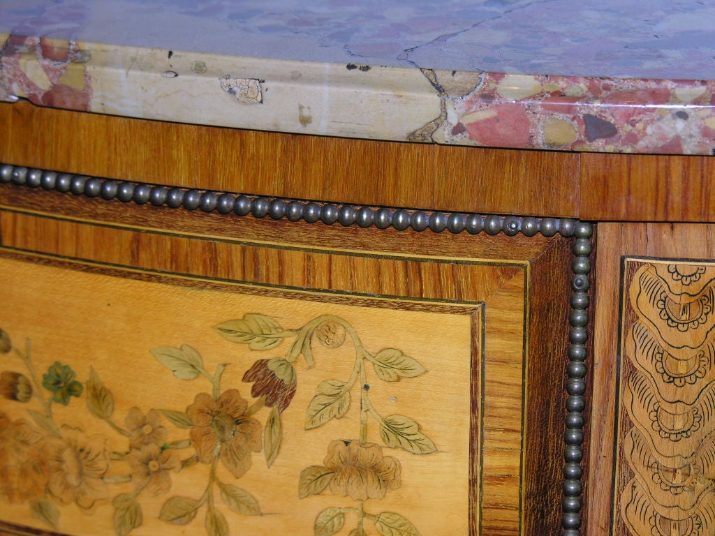 18th Century and Earlier Fine Louis XVI Marble-Top Marquetry Demilune Console, circa 1780