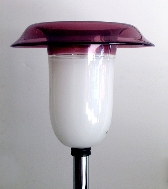 Barbini 1970's Murano glass and chromed metal floor lamp.