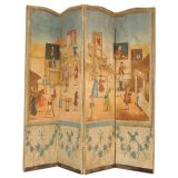 Antique English Painted Door Screens of St. Bartholomew's Fair